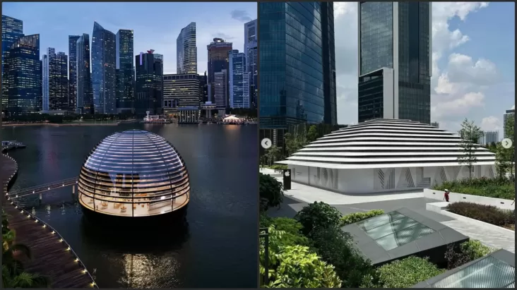 Desain Apple Store Negara Negara Malaysia Mirip Tudung Saji, di tempat tempat Singapura Mengapung dalam area Atas Air